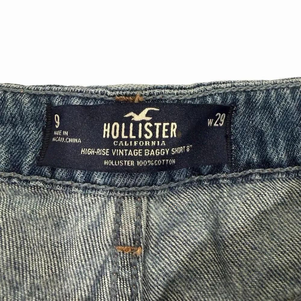 Hollister Vintage Baggy Shorts Womens Denim Wide Wavy High Rise 9 Y2K Style‎ NWT